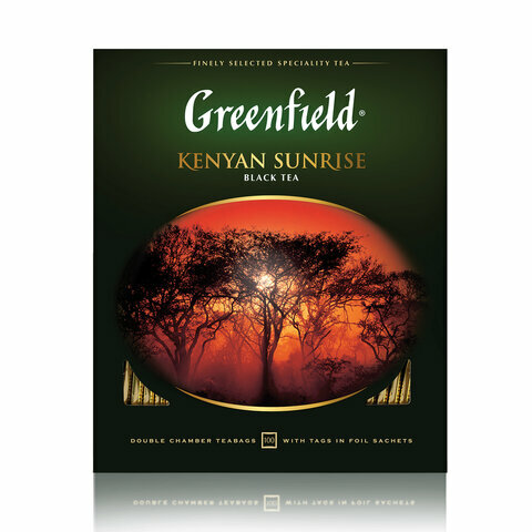 Чай GREENFIELD (Гринфилд) "Kenyan Sunrise" ("Рассвет в Кении"), комплект 30 шт., черный, 100 пакетиков в конвертах по 2 г, 0600-09 - фотография № 2