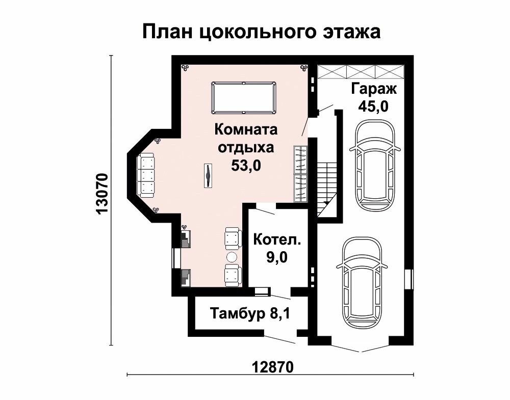 (331м2, 15х14м) Готовый проект трехэтажного дома из газобетона с гаражом и подвалом - AS-1263 - фотография № 3