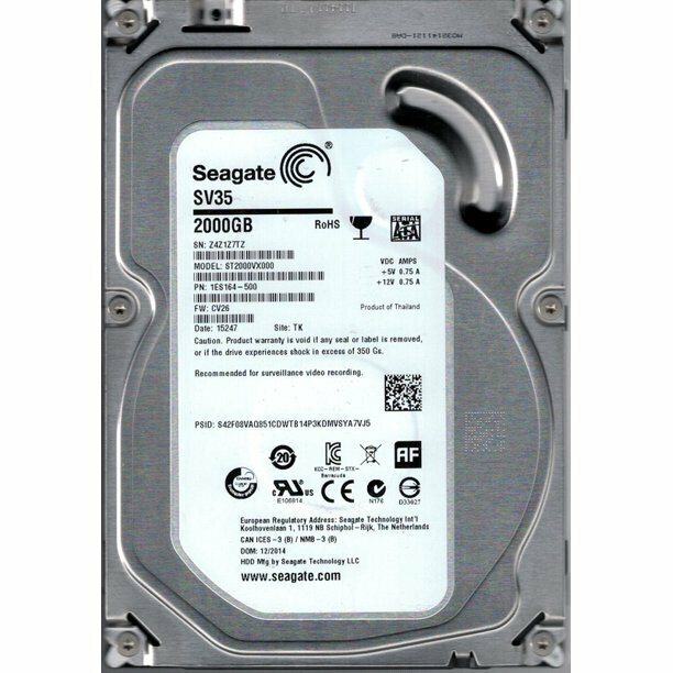 Жесткий диск Seagate SV35 2TB SATA 3.5" 6Gb/s 7200rpm 64Mb ST2000VX000