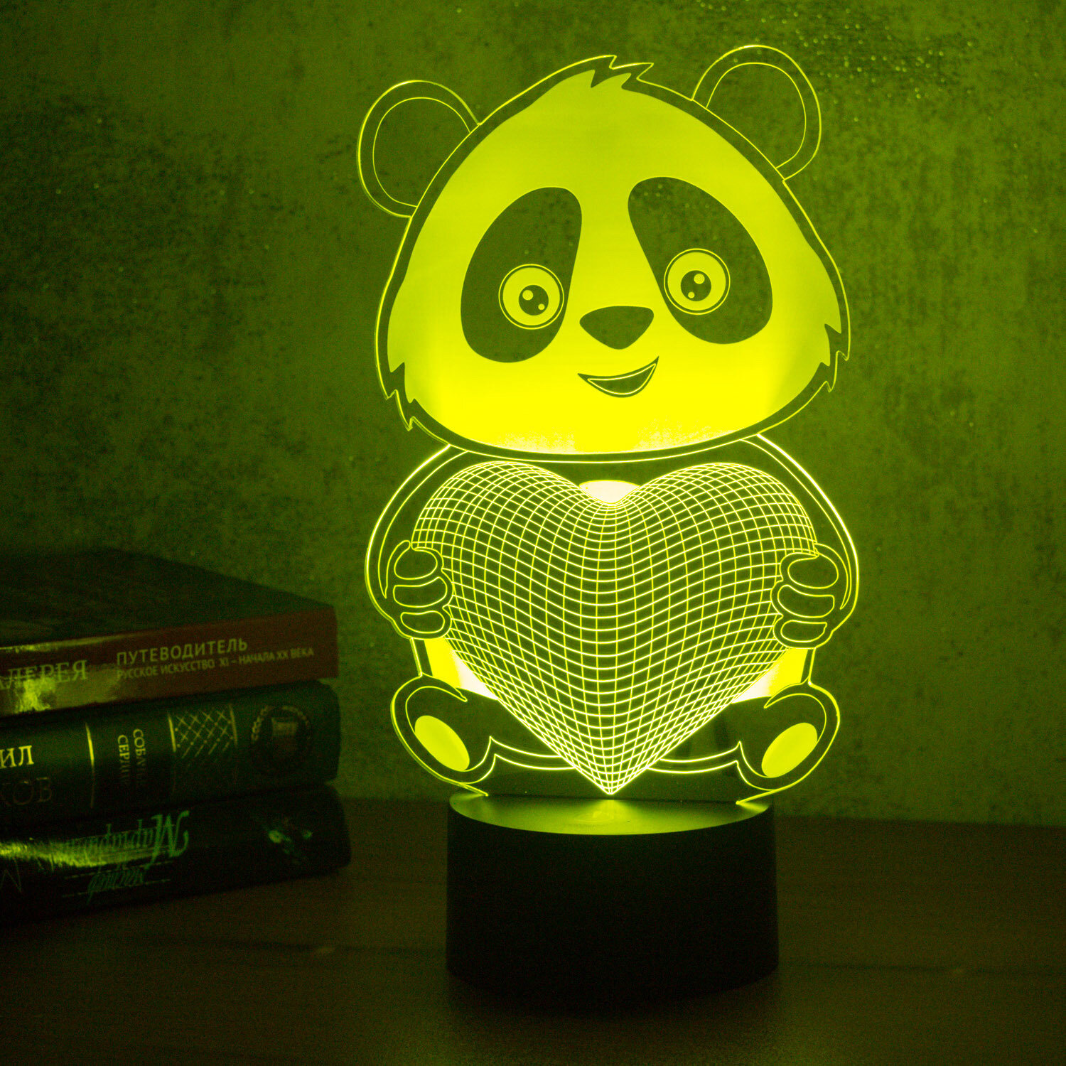 Ночник детский 3D Светильник Панда с сердцем - фотография № 3