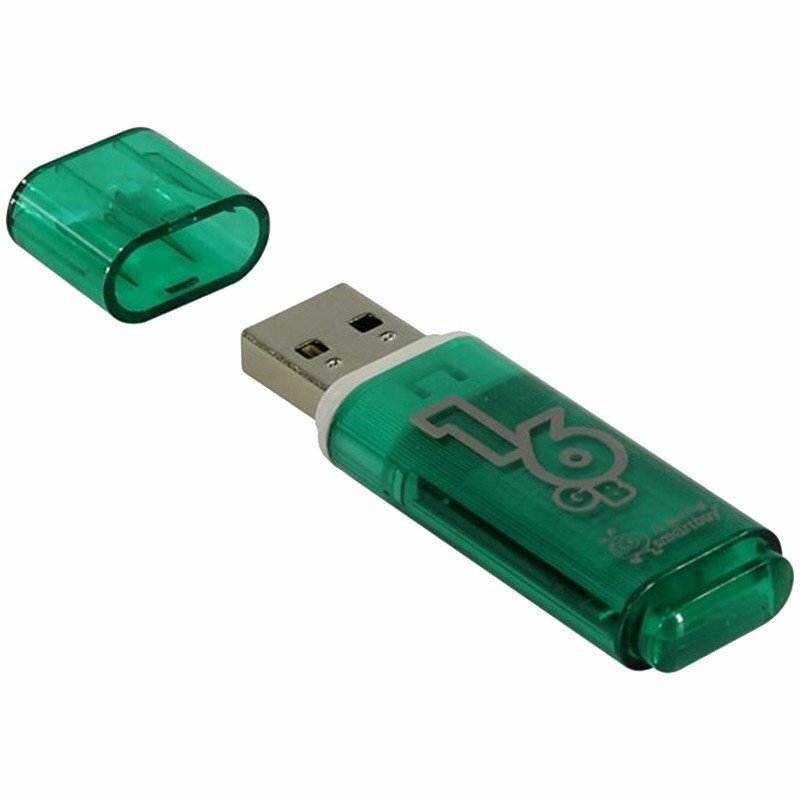 Память Smart Buy "Glossy" 16GB, USB 2.0 Flash Drive, зеленый SB16GBGS-G