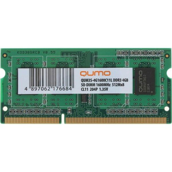 Модуль памяти QUMO SO-DIMM DDR3 4GB QUM3S-4G1600C11L (PC3-12800, 1600MHz)