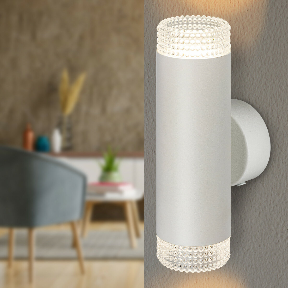 фото ЭРА Светильник настенный ЭРА WL50 WH/TR 2*GU10 2*12Вт IP20 белый, прозрачный