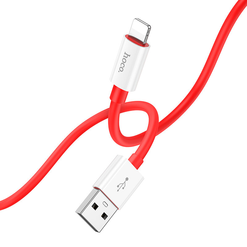 USB дата кабель Lightning, HOCO, X87, 1M, силиконовый, красный