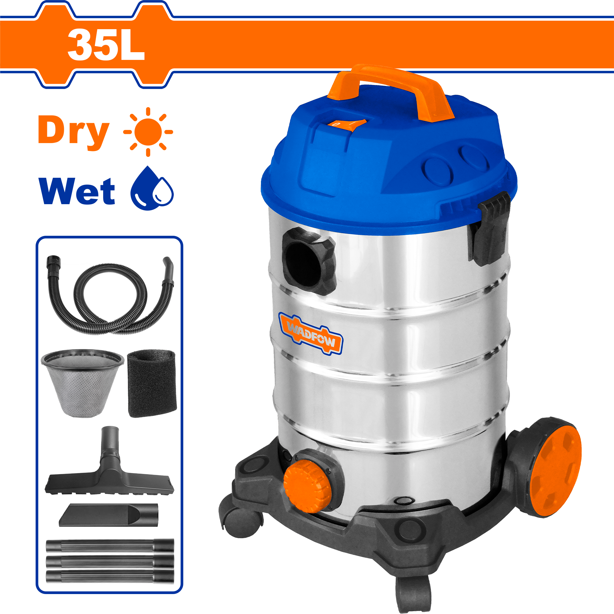фото Пылесос промышленный WADFOW WVR4A35 1200 Вт 35 л