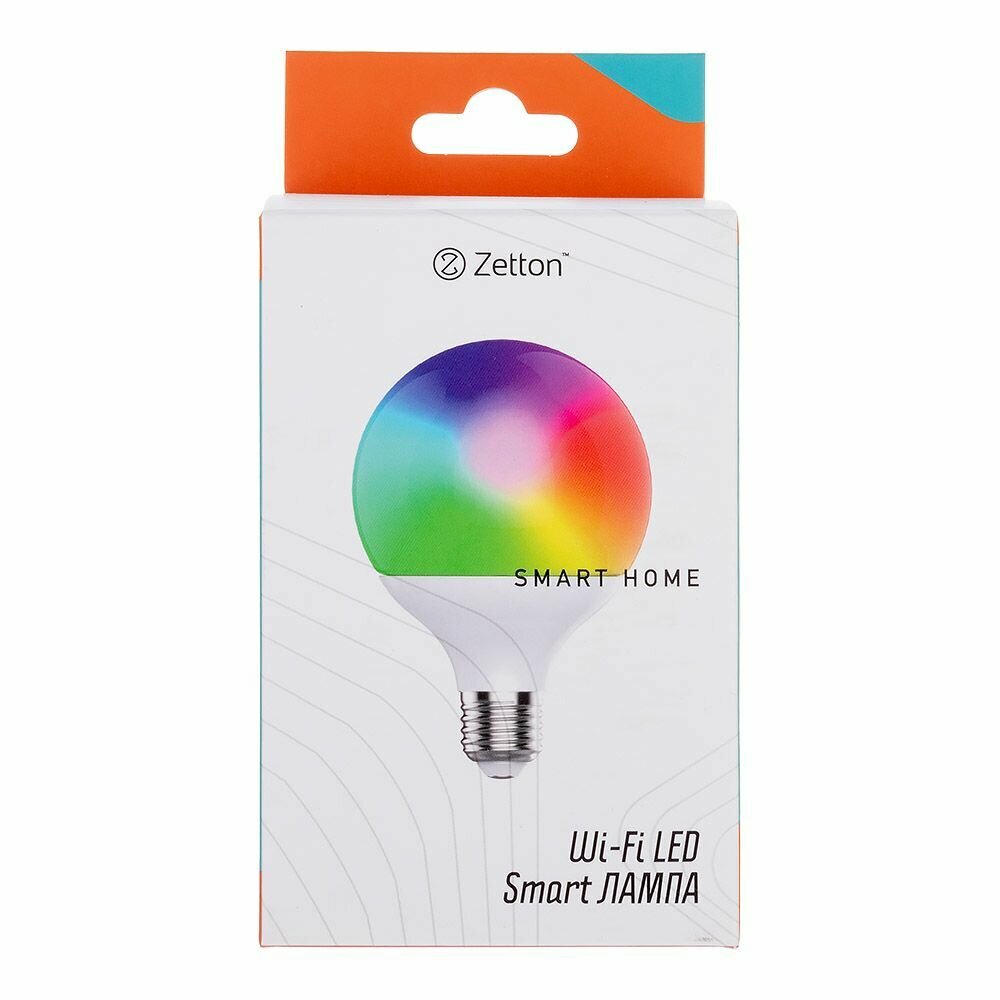 фото Умная лампа Zetton LED RGBCW Smart Wi-Fi Bulb G80 E27 10Вт ZTSHLBRGBCWE271RU (коробка)