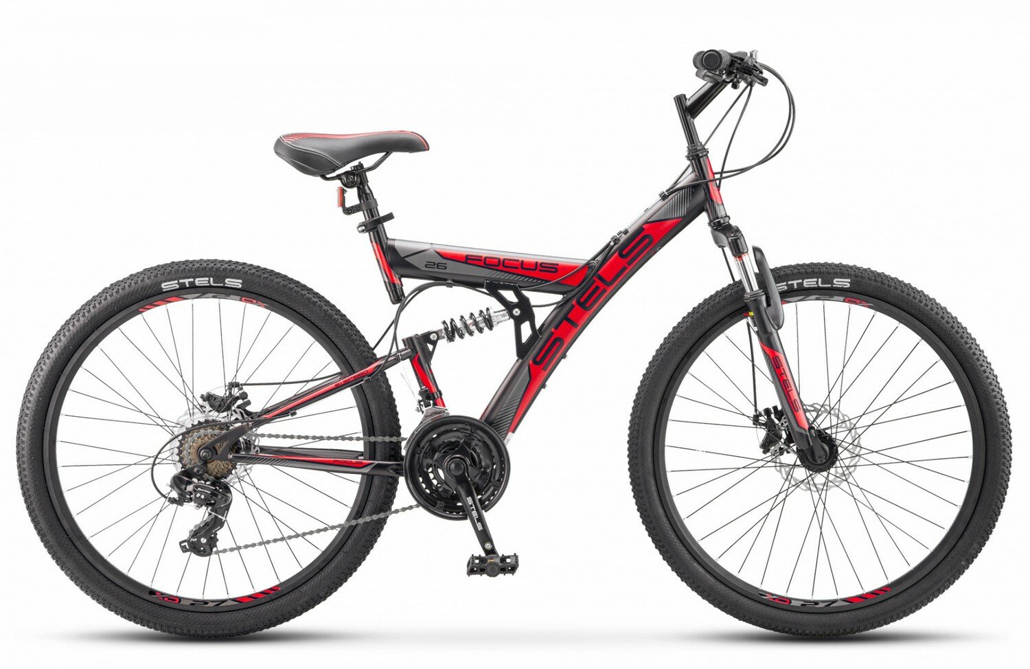 Горный (MTB) велосипед STELS Focus MD 26 21-sp V010 (2018) рама 18" Чёрный/красный