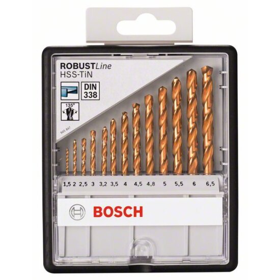 Набор сверл BOSCH HSS-TiN 13 шт Robust Line D1.5-6.5