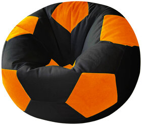 Кресло-мешок Винни-пуф МЯЧ велюр черный с оранжевым