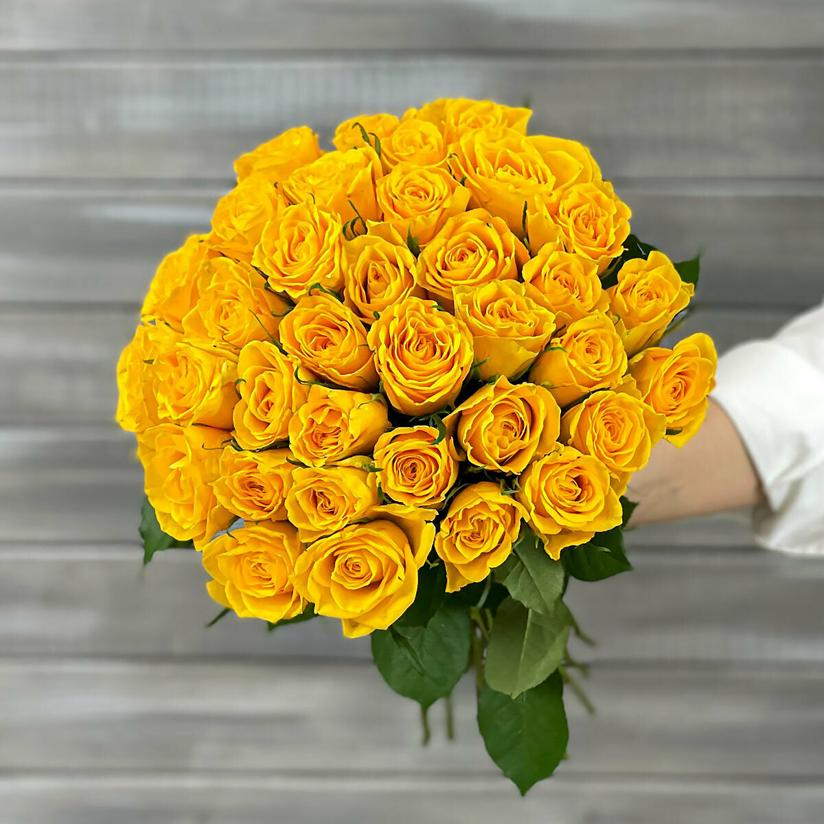Букет из 31 желтой розы с лентой 40 см Д