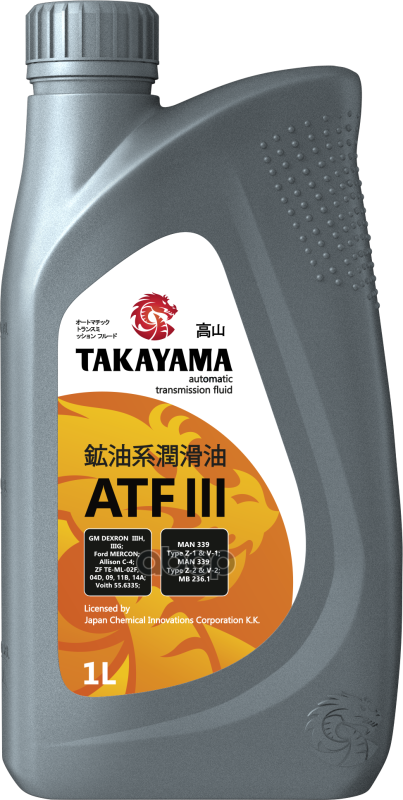Масло Трансмиссионное Takayama Atf Iii 1 Л 605526 TAKAYAMA арт. 605526