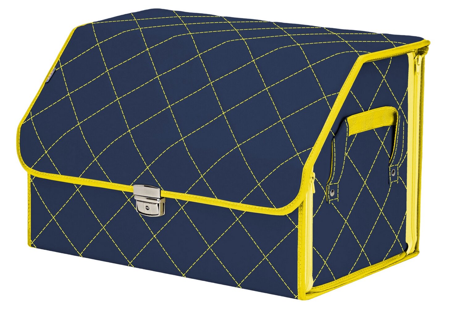 Органайзер-саквояж в багажник "Союз Премиум" (размер L). Цвет: синий с желтой прострочкой Ромб.