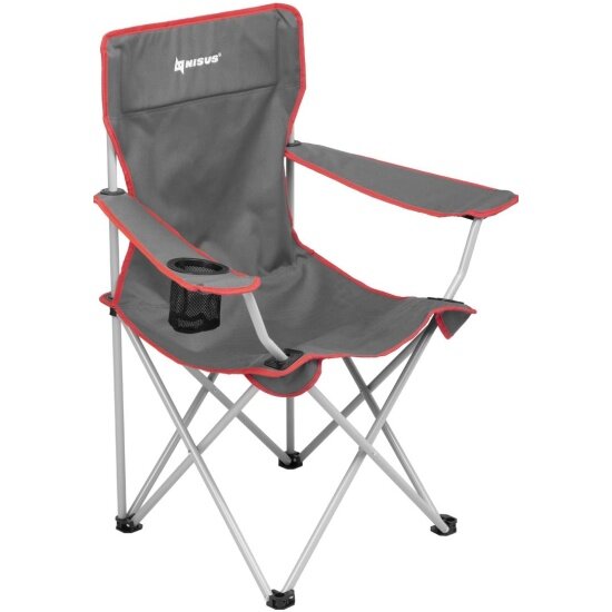 Кресло NISUS складное без чехла, серый/красный N-96806H-GR-1