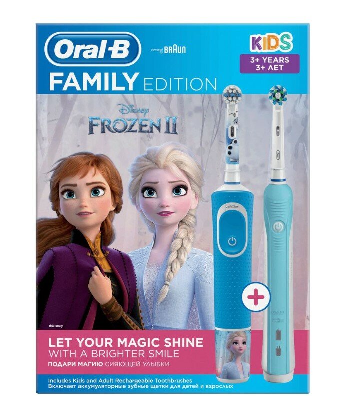 Зубная щётка электрическая Набор электрических зубных щеток Oral-B Family Edition Pro 1 700+Kids Frozen turquoise/blue