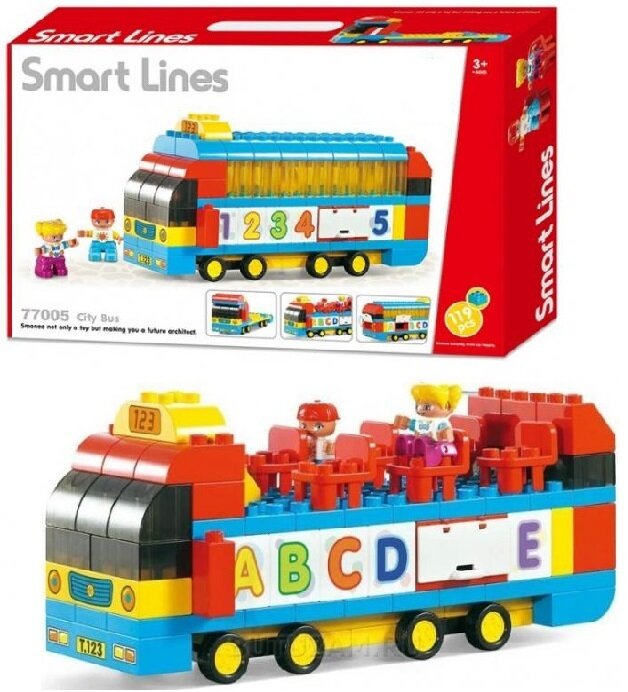 Конструктор для мальчиков и девочек, 119 деталей, Городской автобус с фигурками, 5610,535 см, YarTeam