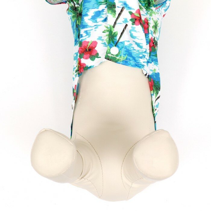 Рубашка для собак "Тропики", ХL (ДС 34, ОГ 44, ОШ 31 см), голубая - фотография № 5