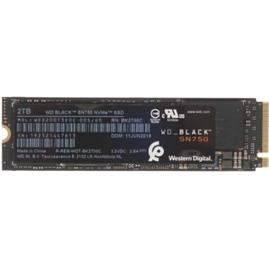 SSD диск WESTERN DIGITAL Black SN750 M.2 2280 2.0 Tb PCIe Gen3x4 NVMe 3D NAND TLC (WDS200T3X0C)