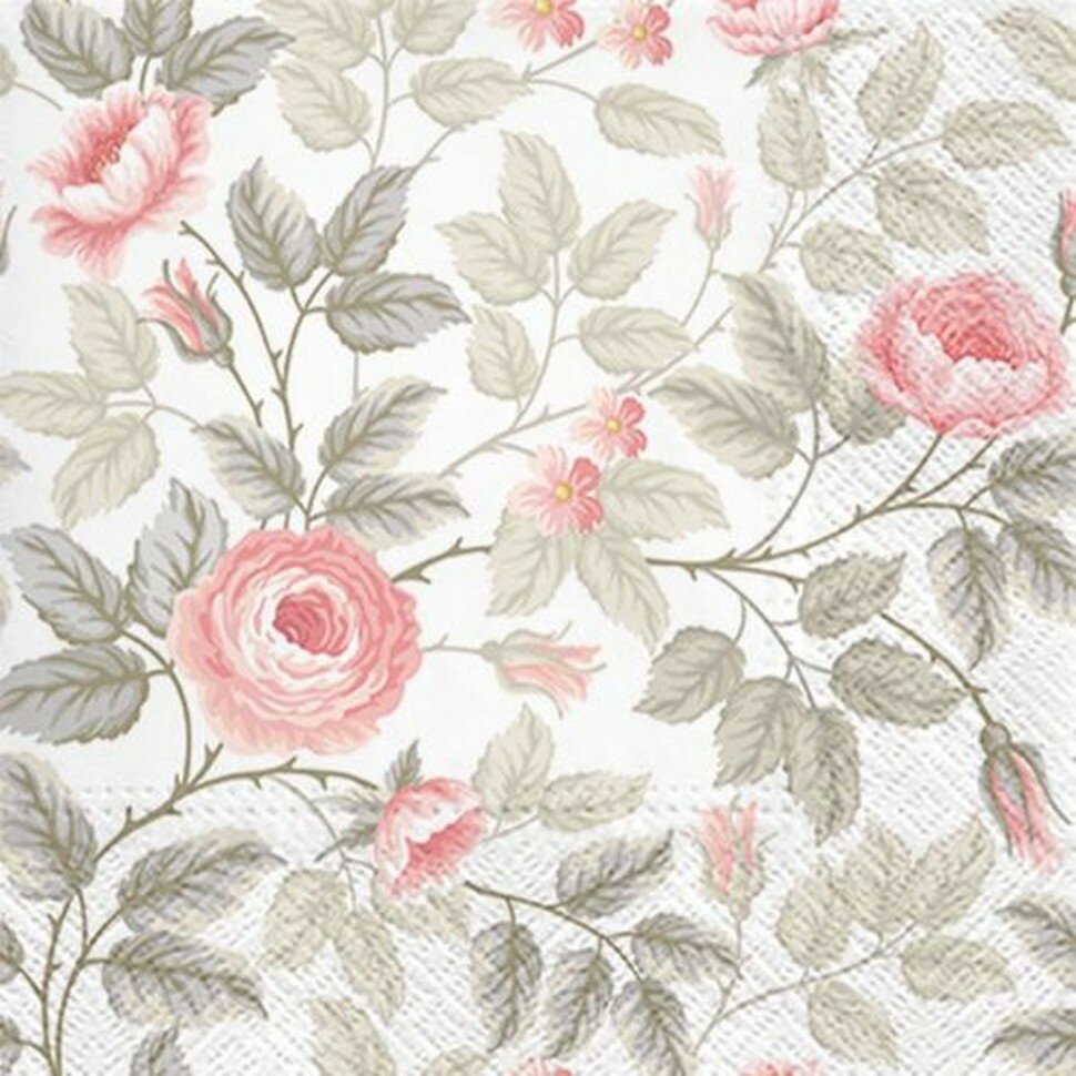 фото Салфетка трехслойная для декупажа "Затуманенная роза" #TL673000 PAW Decor Collection 33 x 33 см 4 шт