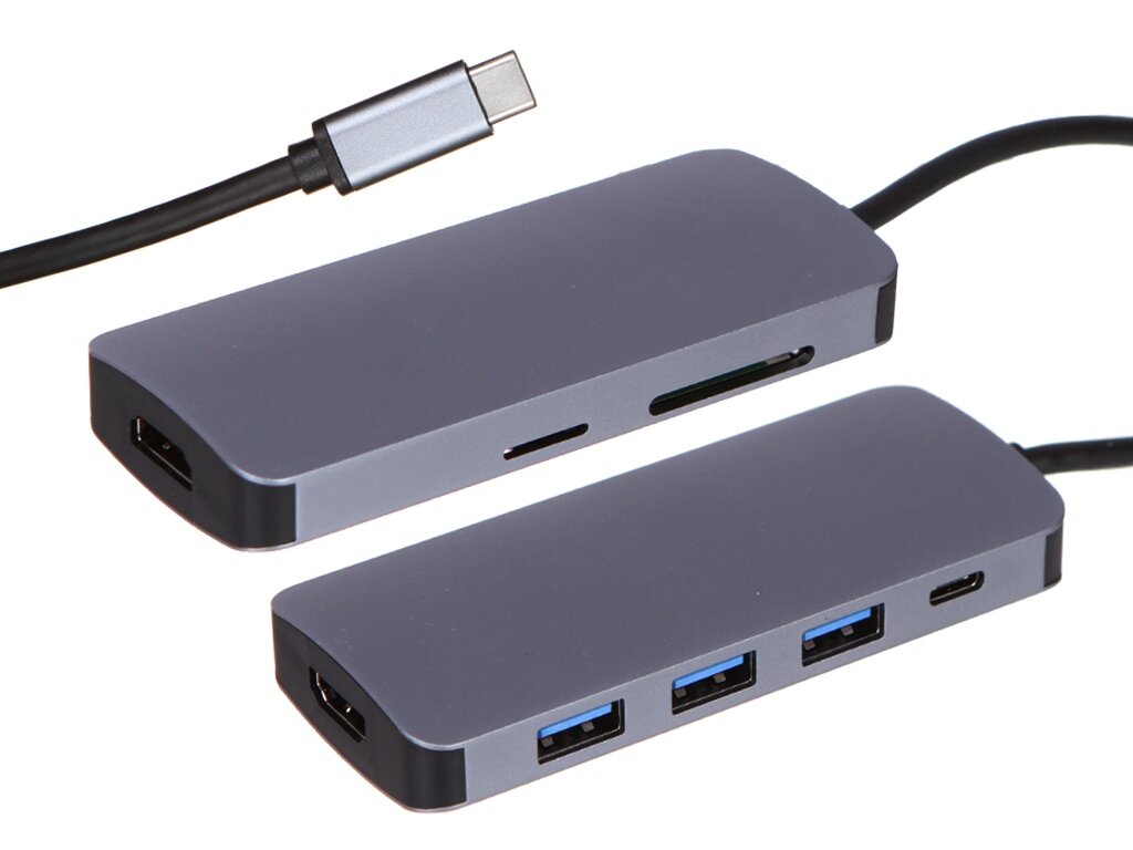 Разветвитель USB Barn&Hollis Type-C 7 in 1 с проводом для MacBook Grey
