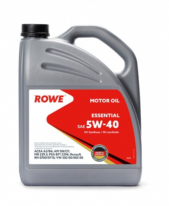 HC-синтетическое моторное масло ROWE ESSENTIAL SAE 5W-40, 5 л