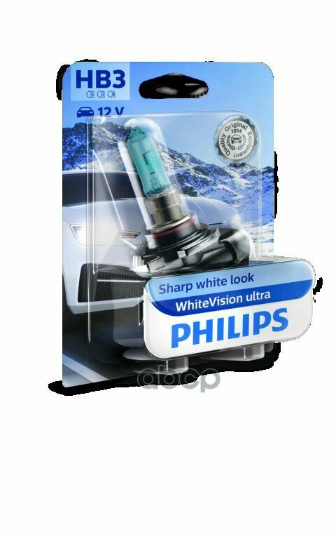9005wvub1 Лампа Hb3 Whitevision Ultra 60w 12v P20d Блистер 1шт Philips Philips арт. 9005WVUB1