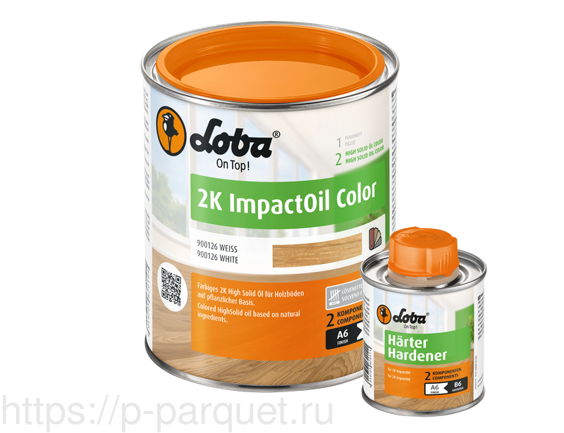 Loba HS 2K Impact Oil Color белое 750мл двухкомпонентное цветное масло для паркета