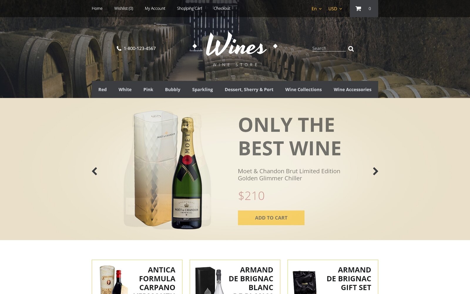 Wines Шаблон OpenCart