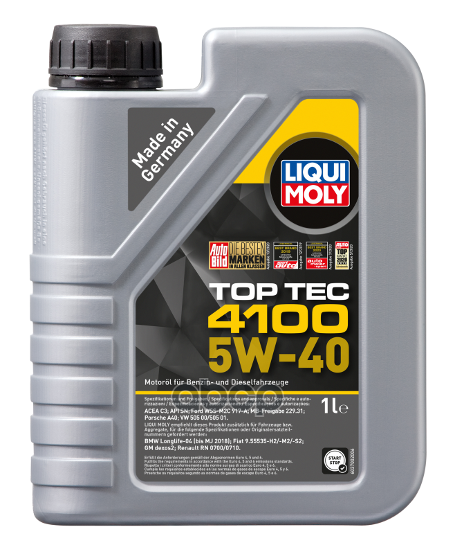 Liqui moly Масло Моторное 5W-40 1Л "Top Tec 4100" (Синтетика)