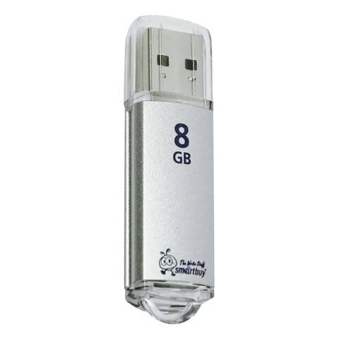 Флеш-диск 8 GB, комплект 3 шт., SMARTBUY V-Cut, USB 2.0, металлический корпус, серебристый, SB8GBVC-S