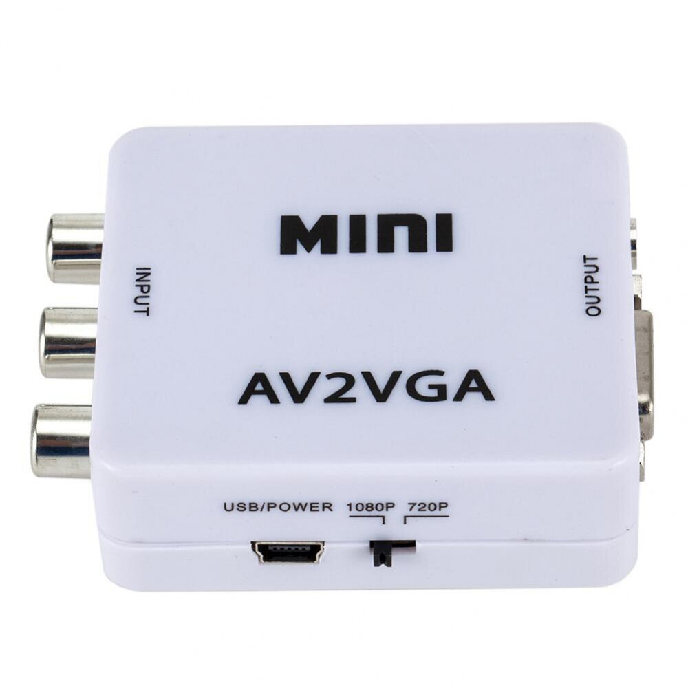 Мини преобразователь видеосигнала с AV(3RCA) на VGA (Белый)