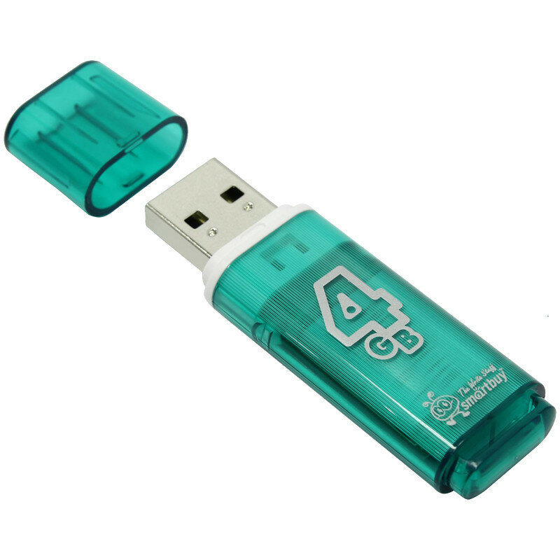 Память Smart Buy "Glossy" 4GB, USB 2.0 Flash Drive, зеленый ( Артикул 225103 )