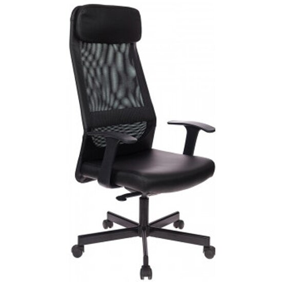 Кресло руководителя EASY CHAIR 651 TPU кожзам черный, сетка черая,металл