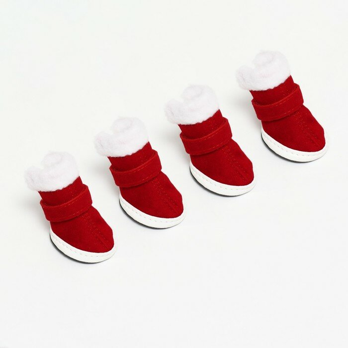 Ботинки "Кристмес", набор 4 шт, размер 5 (подошва 6 х 5 см), красные - фотография № 1