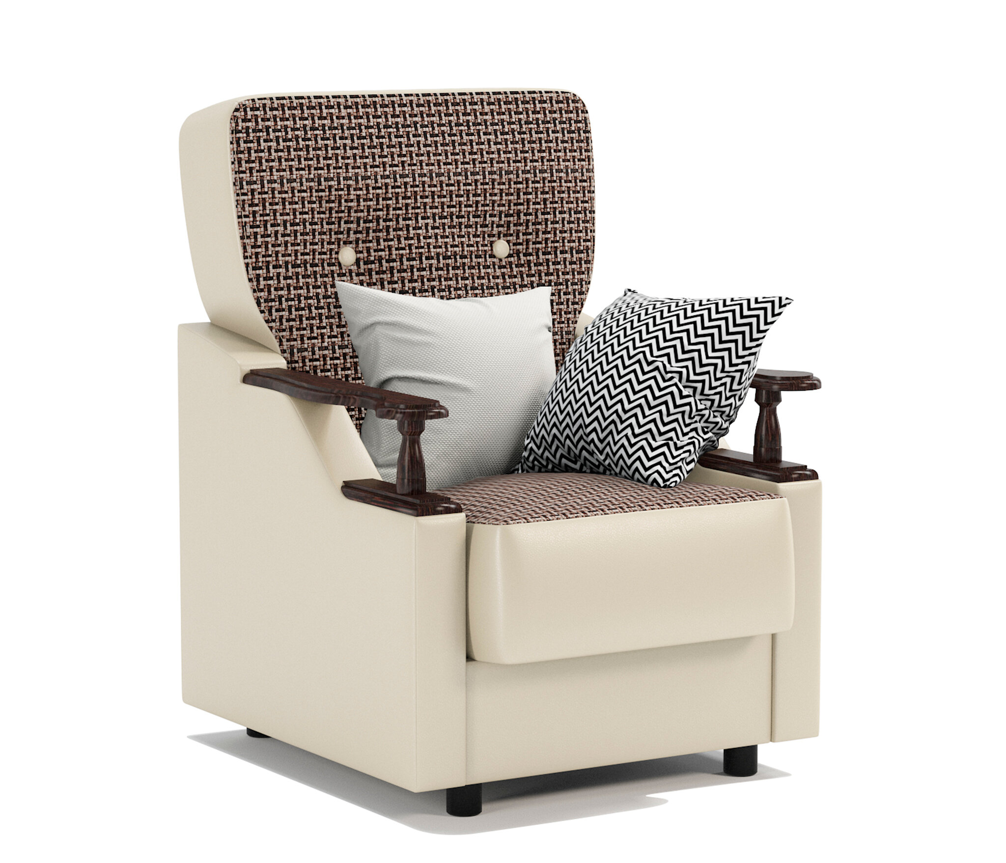 Кресло для отдыха Классика ДП Корфу коричневый и экокожа беж