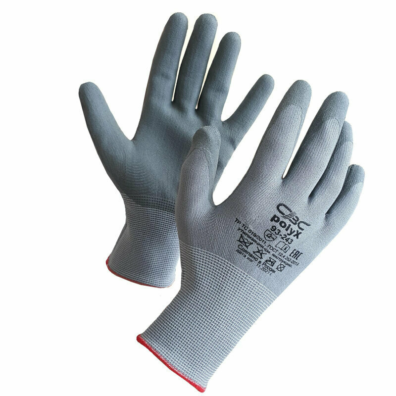 Перчатки рабочие защитные Polix полиэфирные с полиуретановым покрытием серые 15 класс размер 9 L, 1656911 - фотография № 3