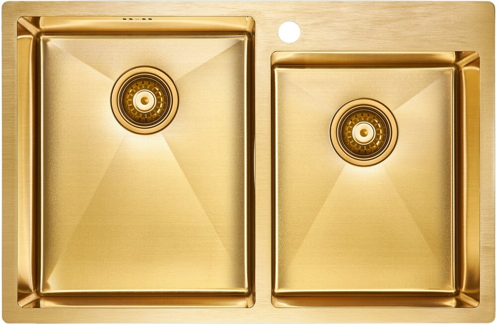 Мойка кухонная Paulmark Helfer PM237851-BG двойная 78х51 см, брашированное золото