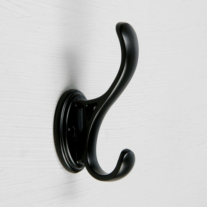 CAPPIO Крючок мебельный CAPPIO, двухрожковый, цвет черный - фотография № 1