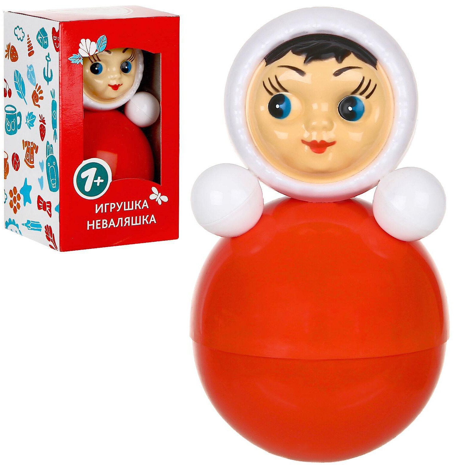 Детская кукла "Неваляшка" в художественной упаковке Котовские неваляшки, игрушка "ванька-встанька" со звуком, высота 11 см