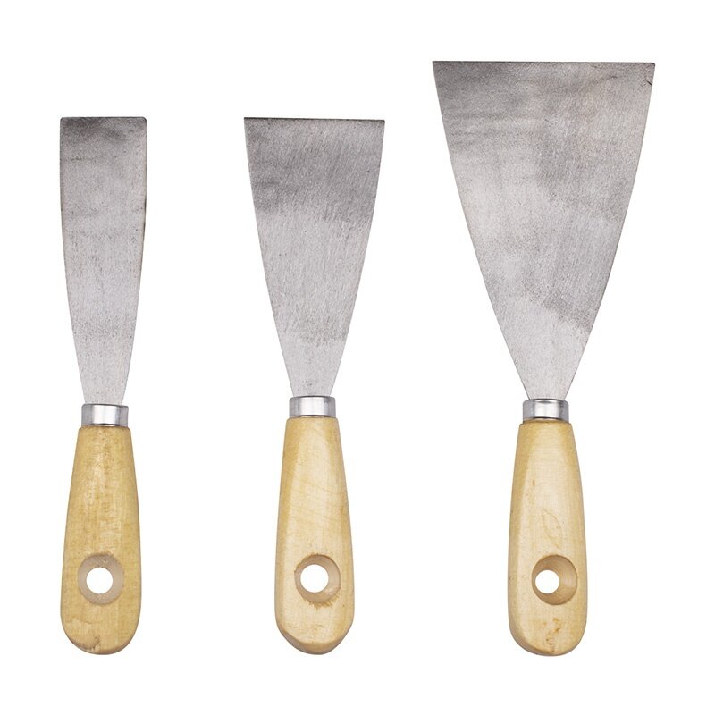 фото Бибер 35110 Набор шпателей с дер. рукояткой 3шт. (30/50/80мм) (25/100)