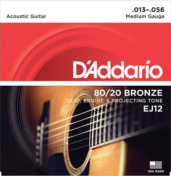 Струны для акустической гитары 13-56 D'ADDARIO EJ12