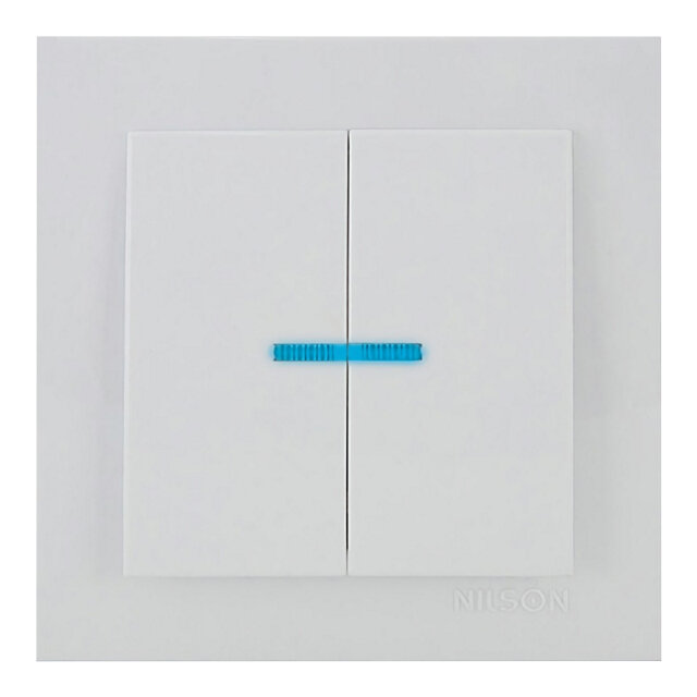 фото Выключатель 2-клавишный nilson touran naturel с индикатором, белый