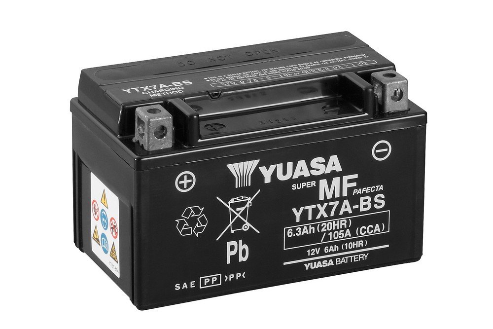 Аккумулятор мото Yuasa AGM 6Ач прямая полярность YTX7A-BS