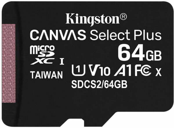 Карта Памяти micro Sdxc 64Gb Kingston Canvas Select Plus Uhs-i U1 A1 (SDCS2/64GBSP) .