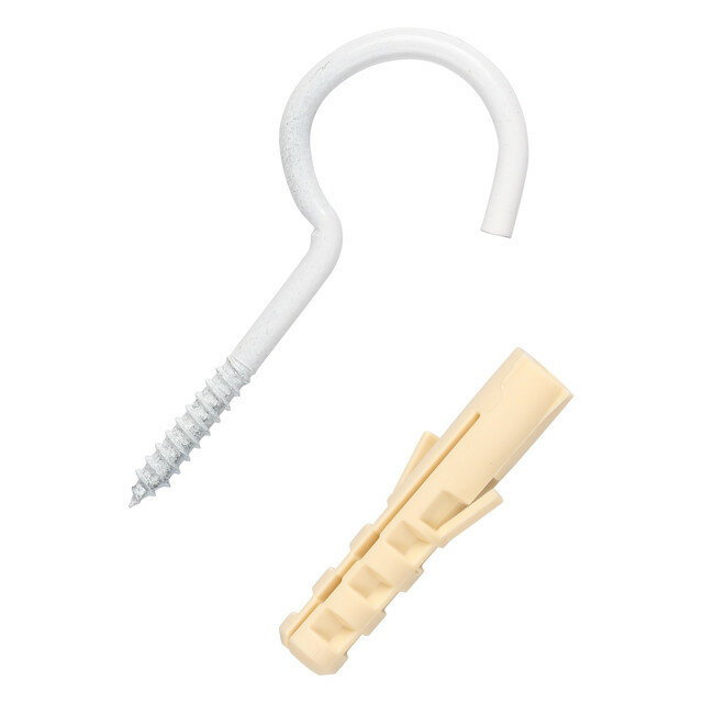 фото шуруп-полукольцо 4,1х50мм белый с дюбелем 2шт