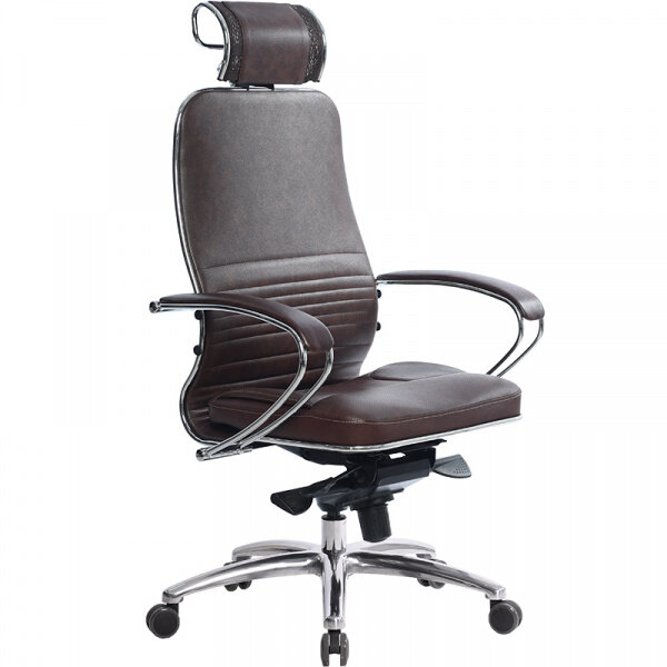 Кресло руководителя Метта Samurai KL-2 кожа, темно-коричневый