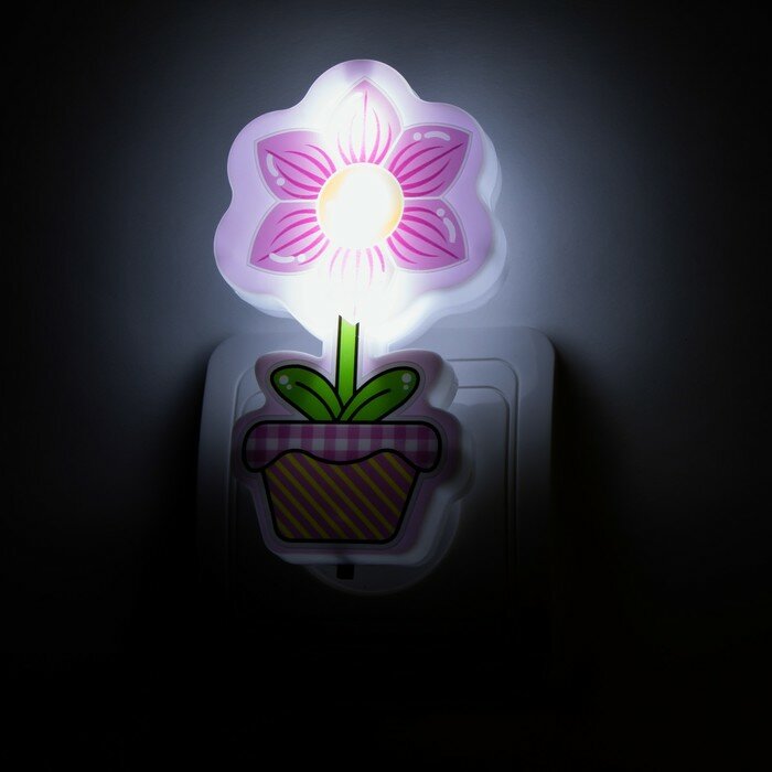 RISALUX Ночник "Цветок" LED микс (220V) 2x6x11 см - фотография № 4