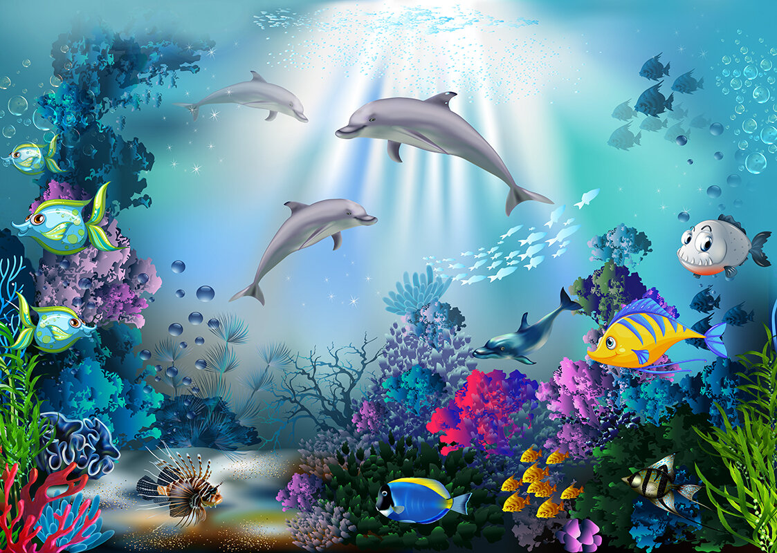 Декоративное панно Подводный мир. Дельфины