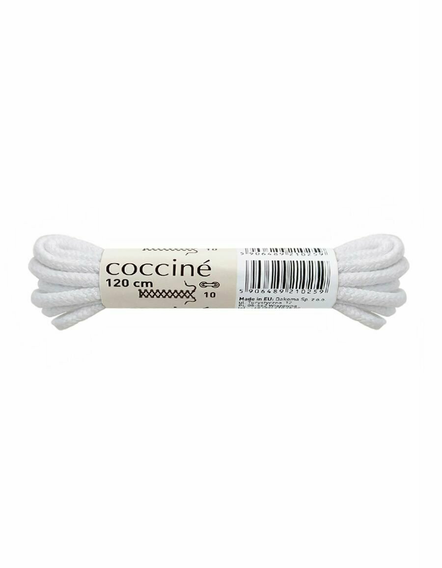 Шнурки хлопковые круглые тонкие Coccine, белый, 3 мм, 120 см