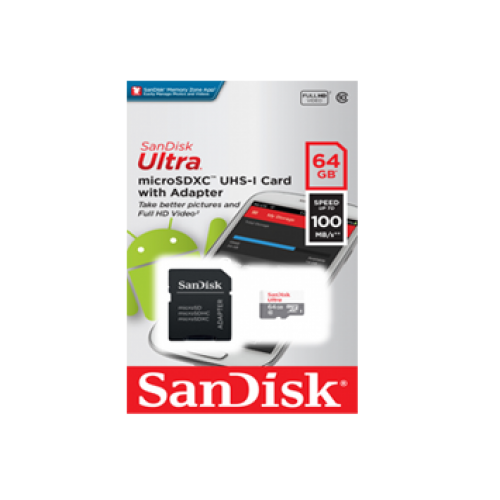 Карта памяти Sandisk Ultra microSDXC 64GB/100мб.с(с адаптером)