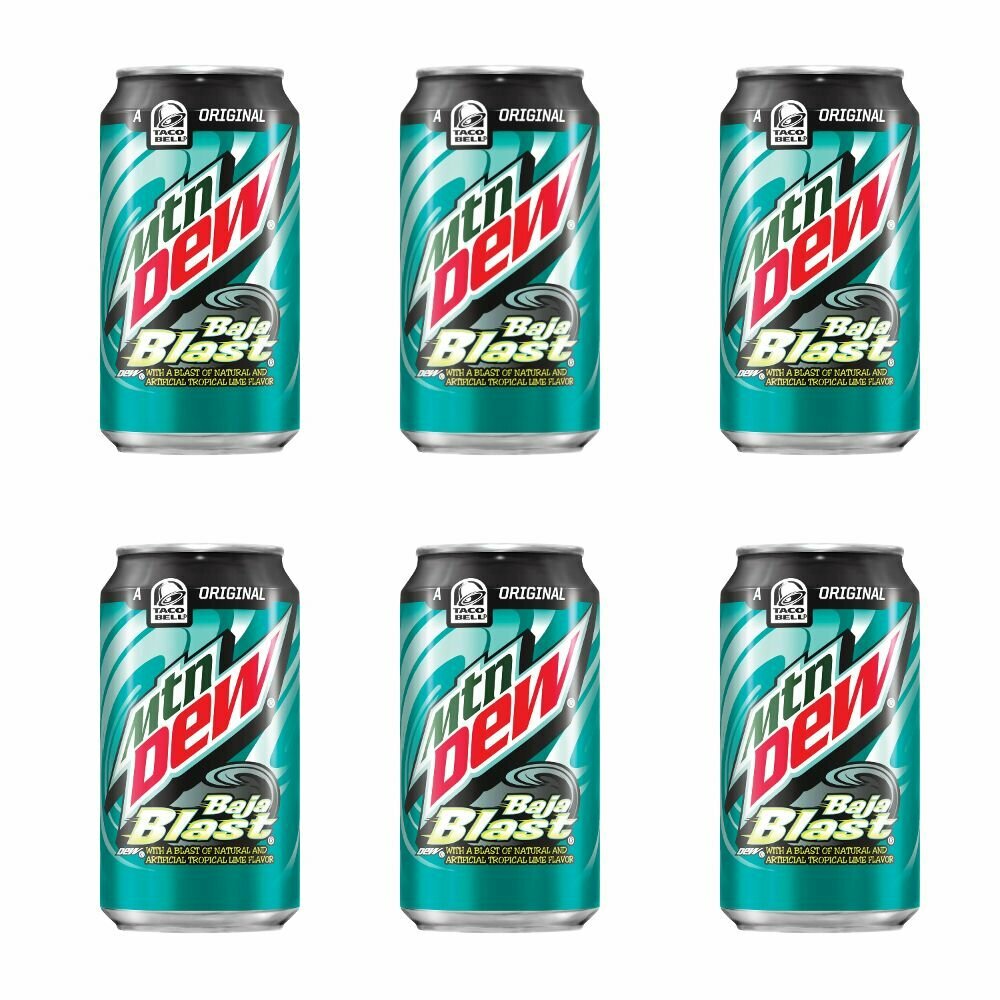 Газированный напиток Mountain Dew Baja Blast / Маунтин дью Байя Бласт, 355 мл х 6 шт